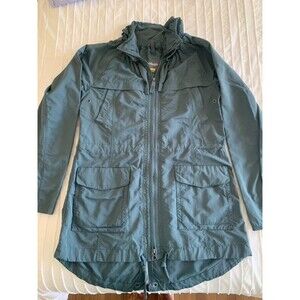 Eddie Bauer Womens Small Field Jacket Rain Shell Teal Pockets Cinch neck outdoor